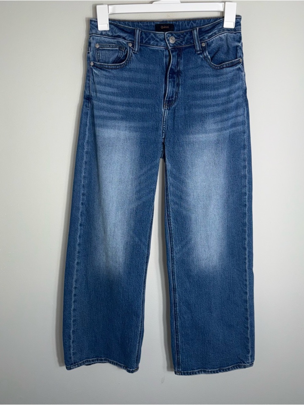 Quince Women's Bella Relaxed Fit Straight Leg Jeans-Stretch-Blue-Size 29